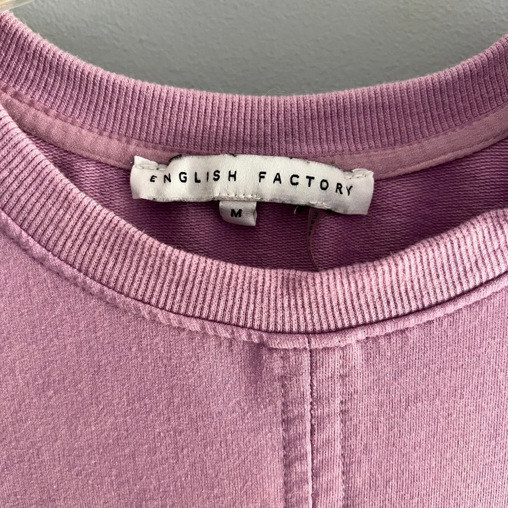 Gently worn English Factory Mixed Media Mini dress in Lilac. Size M. - Picture 4 of 6